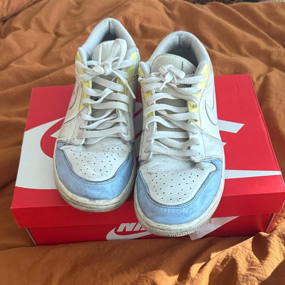 Men’s Nike Sneakers - White with Blue and Yellow Accents